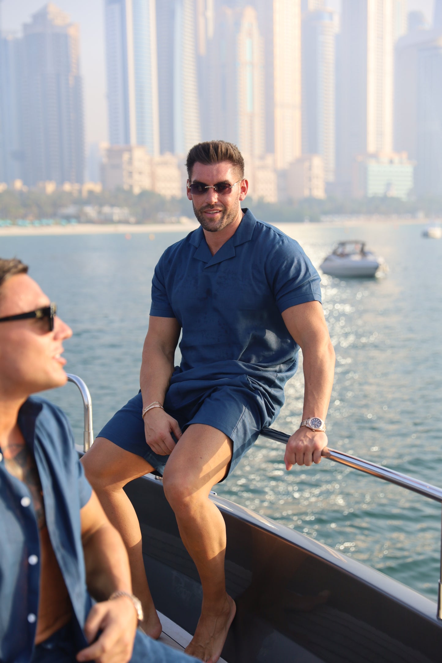 NAVY CUBAN COLLAR POLO