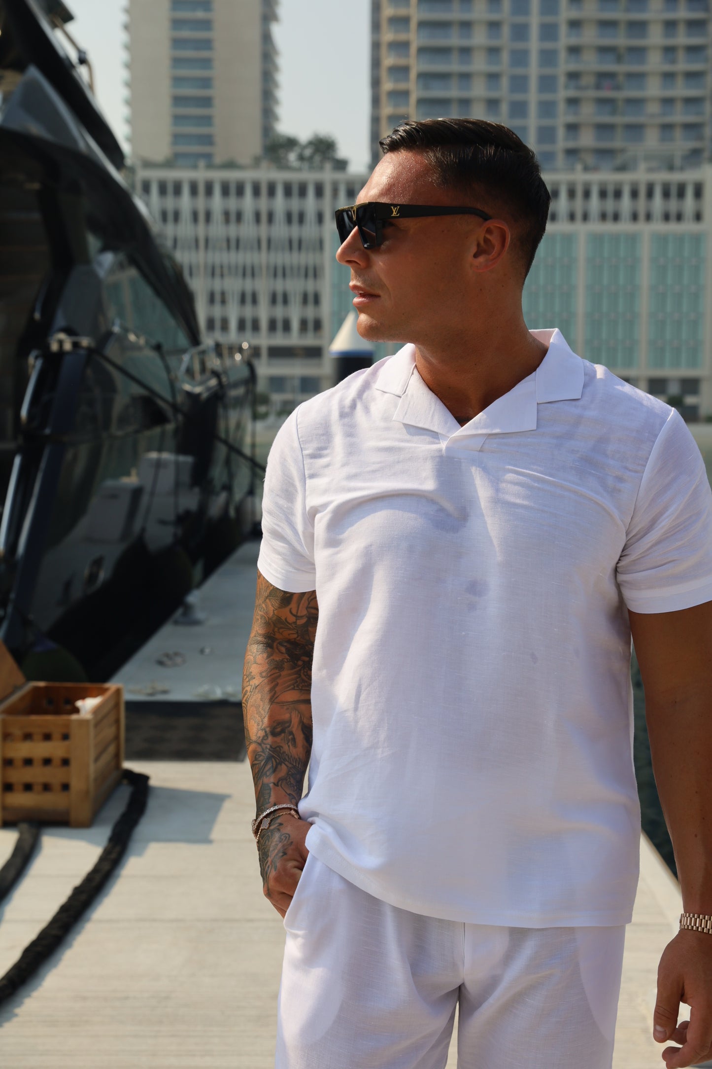 BAMBOO WHITE CUBAN COLLAR POLO